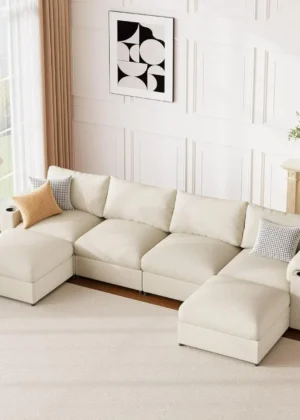 Velvet Modular Sectional Sofa Couch Oversized U-Shaped Convertible Sleeper Chaise Living Room Furniture Customized Home Decor