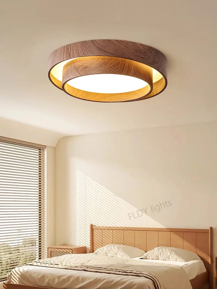 Menvix Nordic Walnut Wood LED Ceiling Chandelier for Living Dining Room Balcony Bedroom Lamp Home Decor Indoor Lighting Fixture
