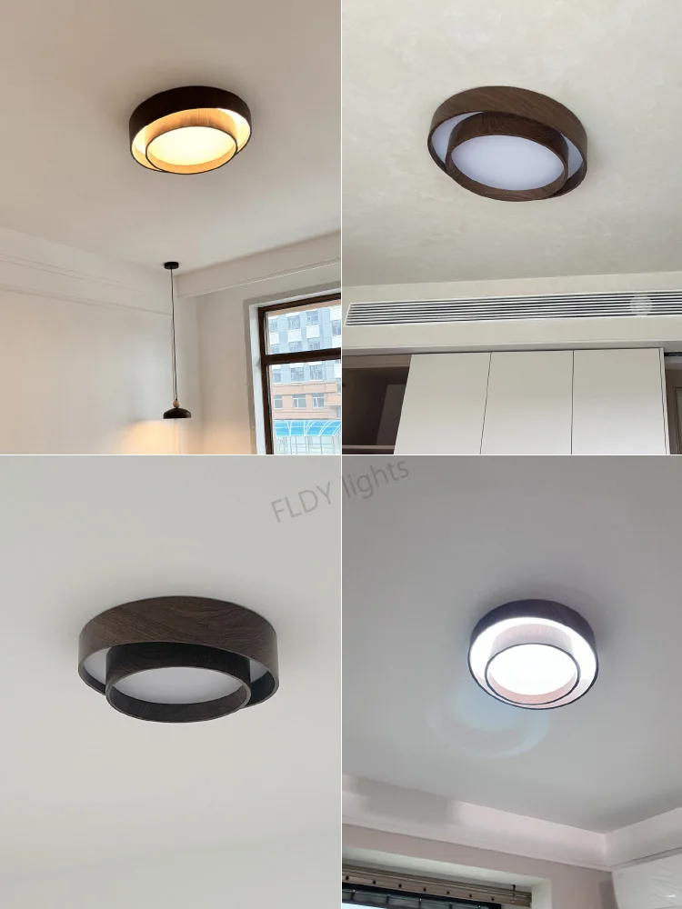 Menvix Nordic Walnut Wood LED Ceiling Chandelier for Living Dining Room Balcony Bedroom Lamp Home Decor Indoor Lighting Fixture - Image 3