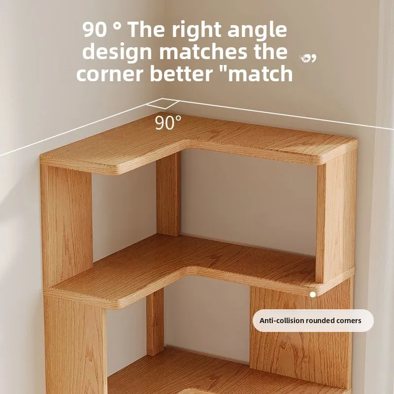 Solid wood corner bookshelf Floor rack Multi-layer corner cabinet Storage storage - Image 3