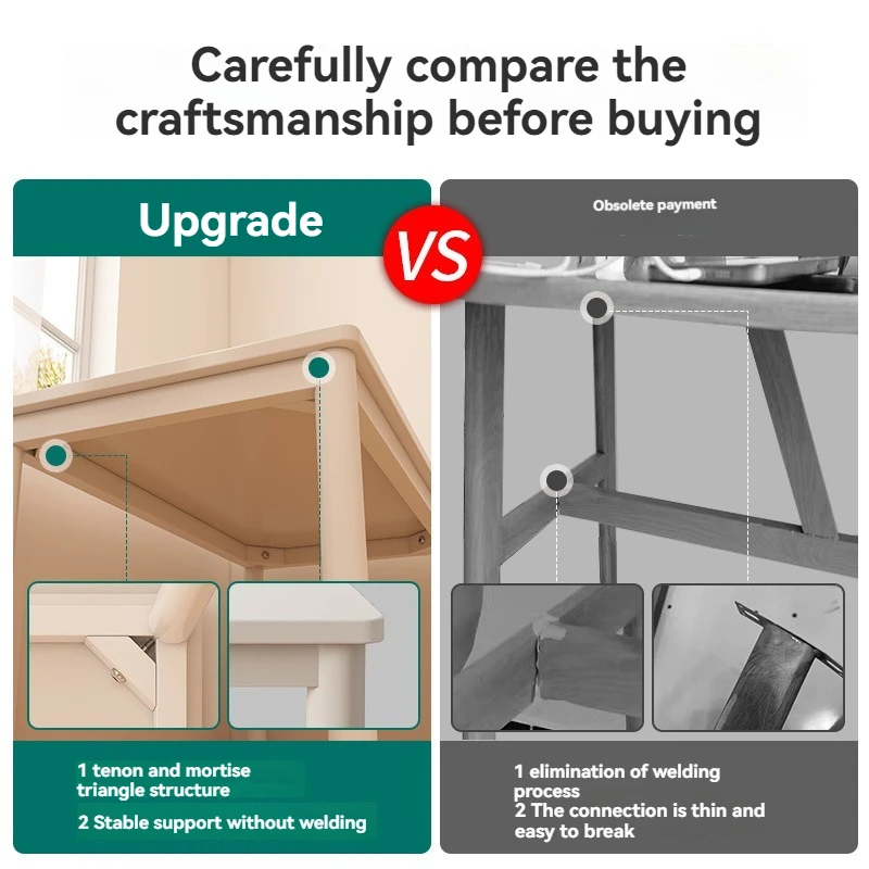 Modern minimalist small apartment rectangular table rental house cream INS style long dining table restaurant - Image 4