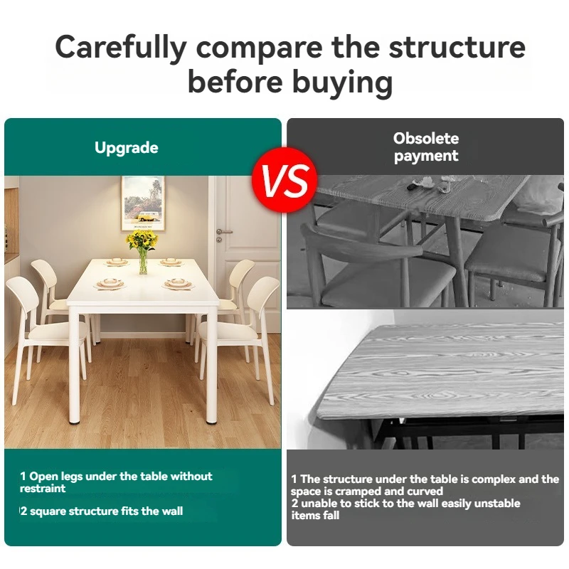 Modern minimalist small apartment rectangular table rental house cream INS style long dining table restaurant - Image 3