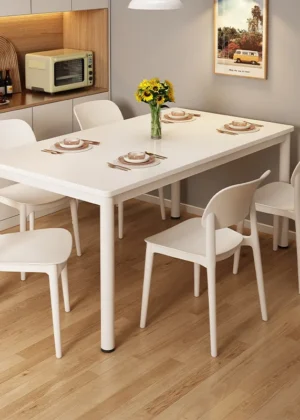 Modern minimalist small apartment rectangular table rental house cream INS style long dining table restaurant
