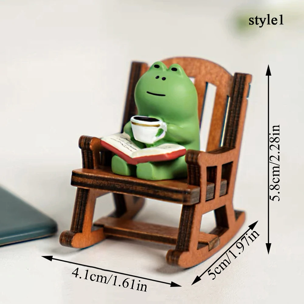 Office Resin Handicrafts Cute Christmas Decorations Funny Ornaments Rocking Chair Mini Frog Figurine Cartoon Home Decor Items - Image 3