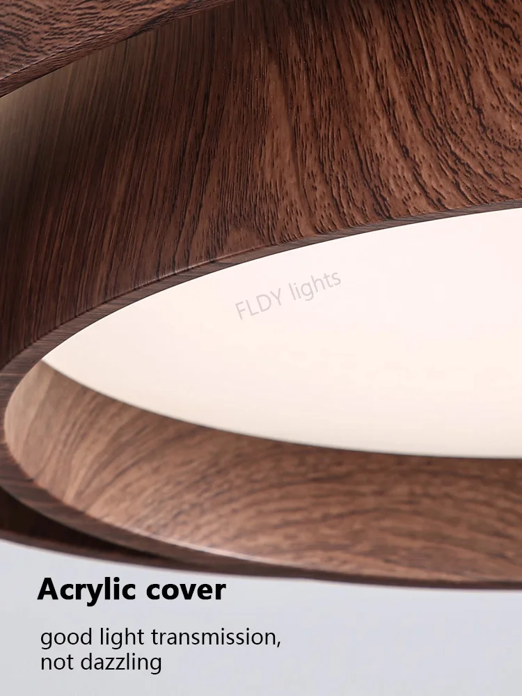 Menvix Nordic Walnut Wood LED Ceiling Chandelier for Living Dining Room Balcony Bedroom Lamp Home Decor Indoor Lighting Fixture - Image 5