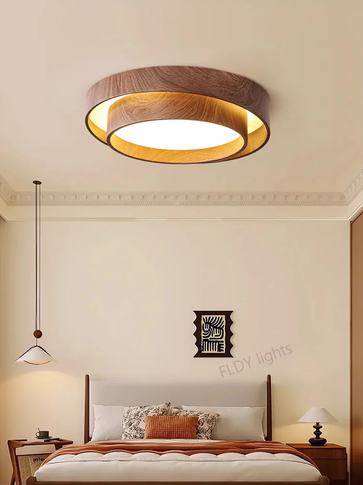 Menvix Nordic Walnut Wood LED Ceiling Chandelier for Living Dining Room Balcony Bedroom Lamp Home Decor Indoor Lighting Fixture - Image 2
