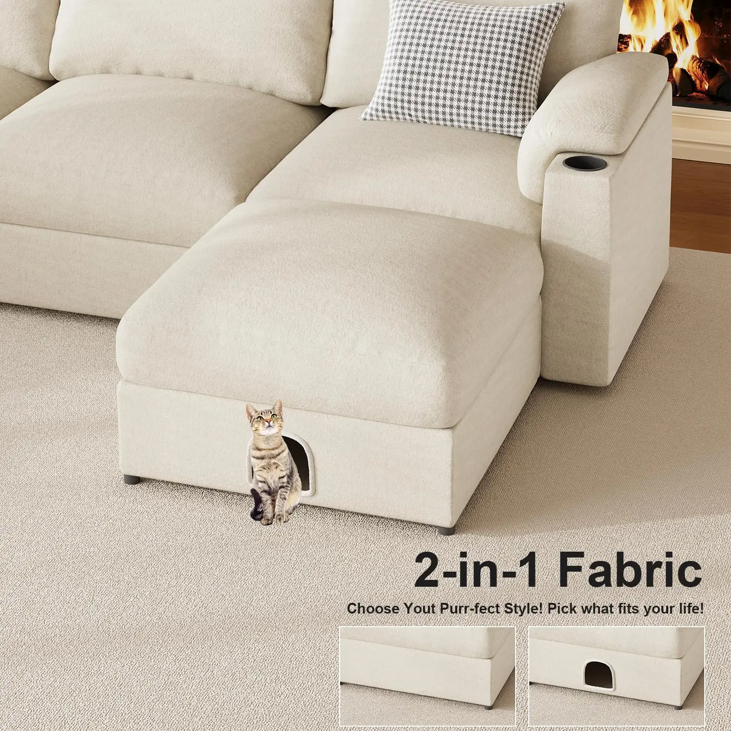 Velvet Modular Sectional Sofa Couch Oversized U-Shaped Convertible Sleeper Chaise Living Room Furniture Customized Home Decor - Image 2